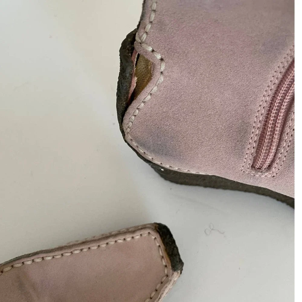 Wild Pair Pink Suede Wedge Heel Coconut Boots • Size 8 • Y2K 🔴